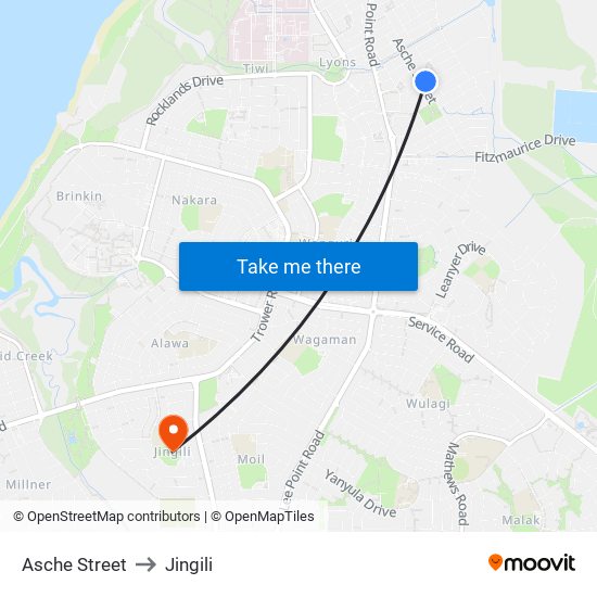 Asche Street to Jingili map