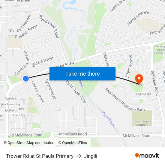 Trower Rd at St Pauls Primary to Jingili map