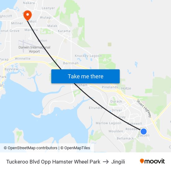 Tuckeroo Blvd Opp Hamster Wheel Park to Jingili map