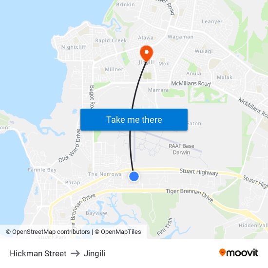 Hickman Street to Jingili map