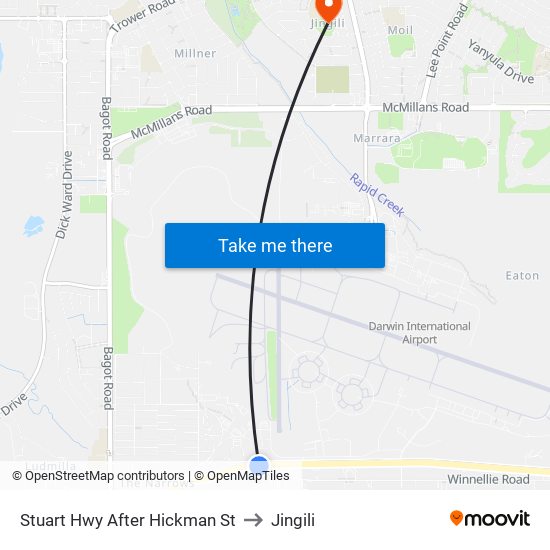 Stuart Hwy After Hickman St to Jingili map