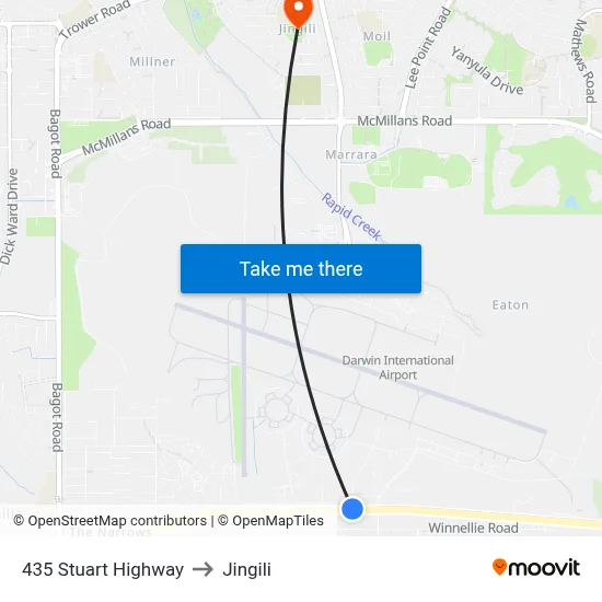 435 Stuart Highway to Jingili map