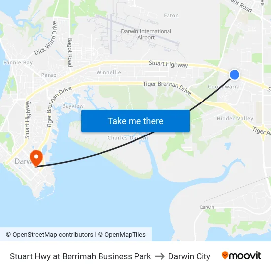 Stuart Hwy at Berrimah Business Park to Darwin City map