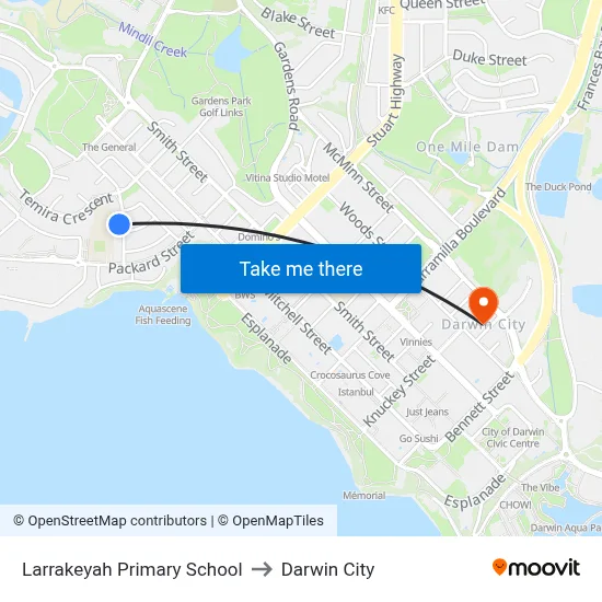 Larrakeyah Primary School to Darwin City map