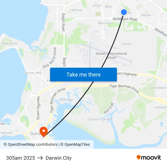 305am 2025 to Darwin City map