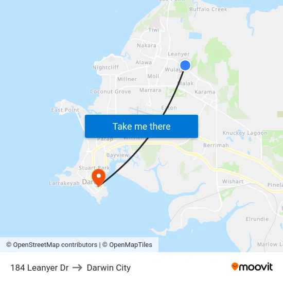 184 Leanyer Dr to Darwin City map