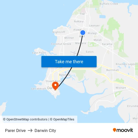 Parer Drive to Darwin City map