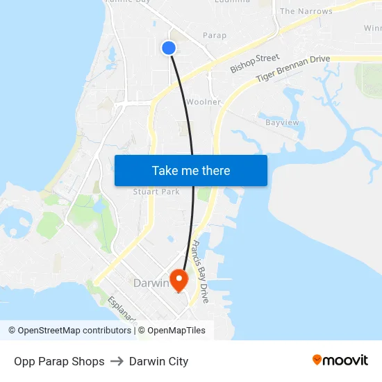 Opp Parap Shops to Darwin City map