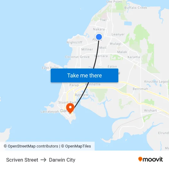 Scriven Street to Darwin City map
