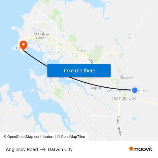 Anglesey Road to Darwin City map