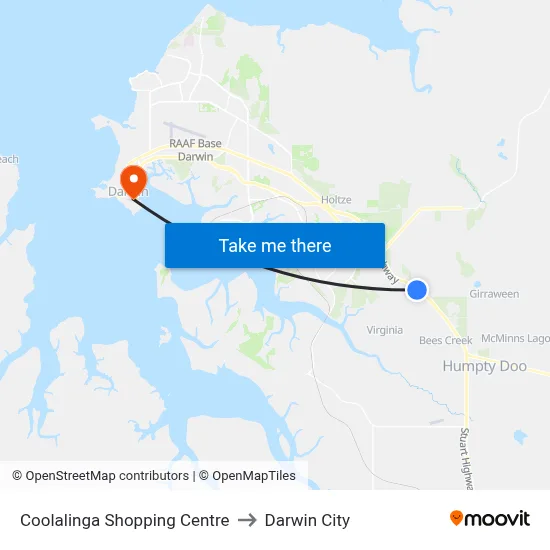 Coolalinga Shopping Centre to Darwin City map