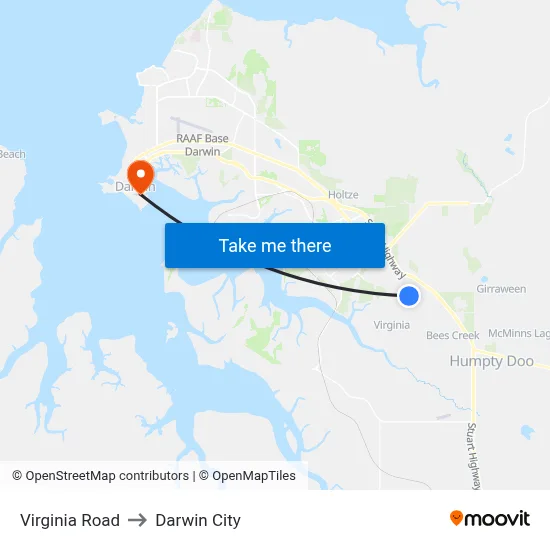 Virginia Road to Darwin City map