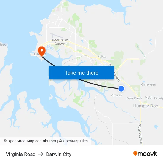 Virginia Road to Darwin City map