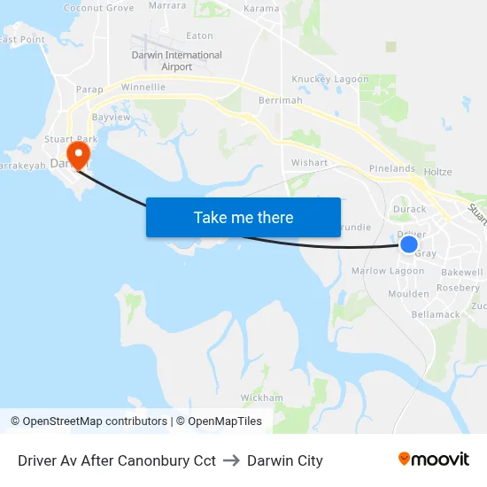 Driver Av After Canonbury Cct to Darwin City map