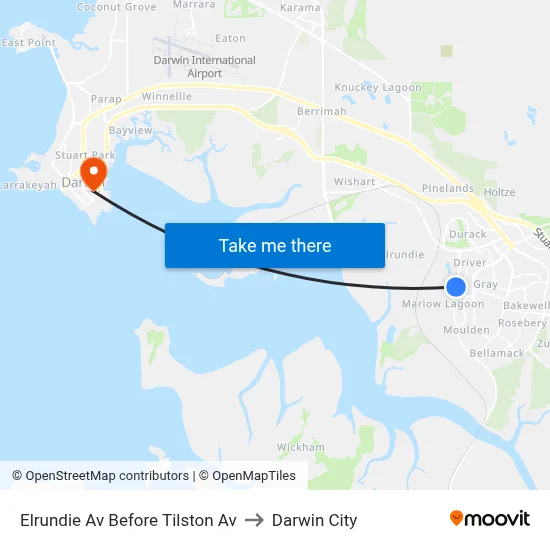 Elrundie Av Before Tilston Av to Darwin City map