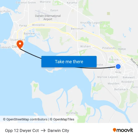 Opp 12 Dwyer Cct to Darwin City map