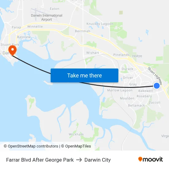 Farrar Blvd After George Park to Darwin City map