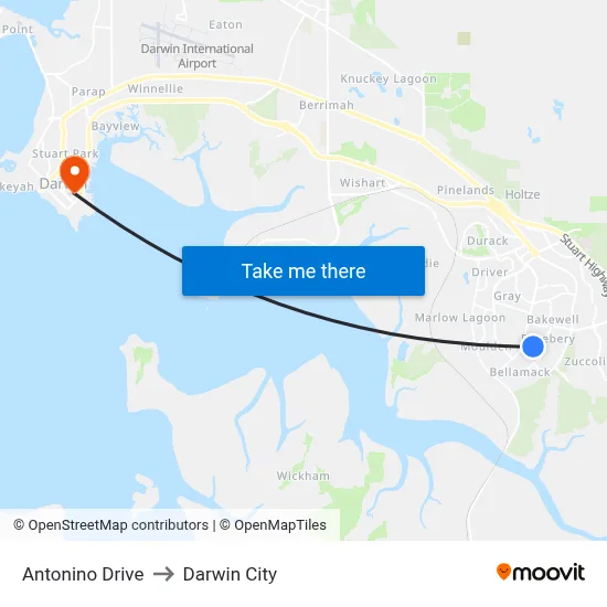 Antonino Drive to Darwin City map