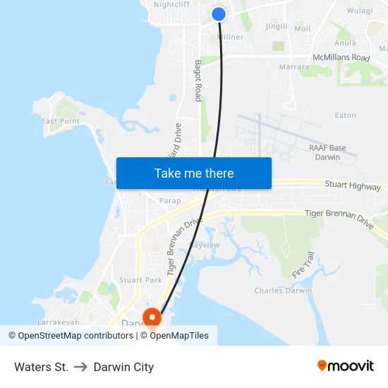 Waters St. to Darwin City map
