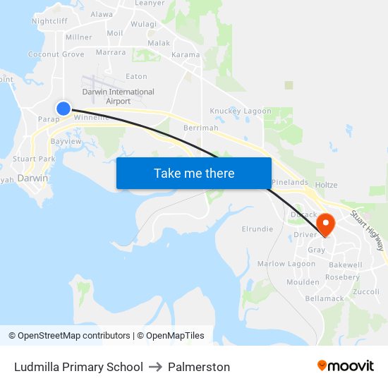 Ludmilla Primary School to Palmerston map