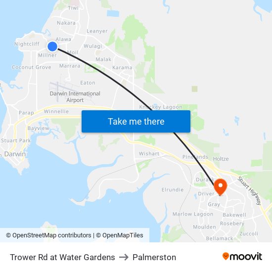 Trower Rd at Water Gardens to Palmerston map