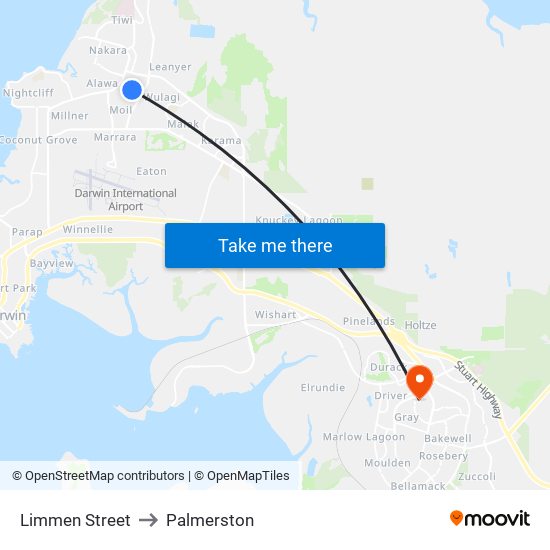 Limmen Street to Palmerston map