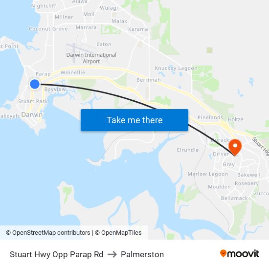 Stuart Hwy Opp Parap Rd to Palmerston map