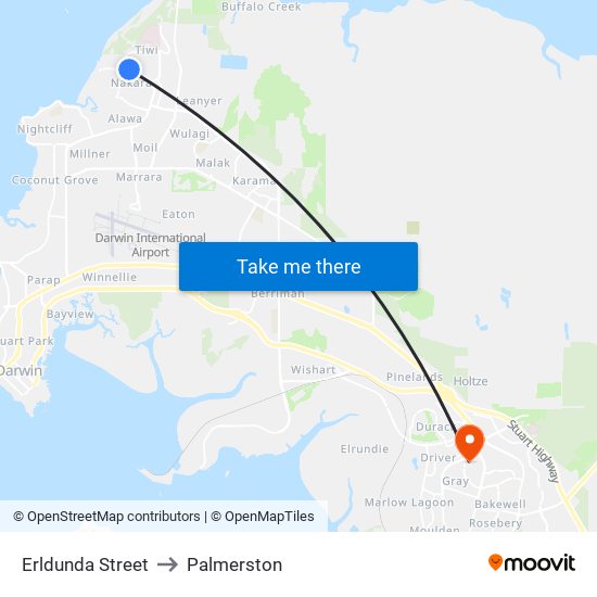 Erldunda Street to Palmerston map