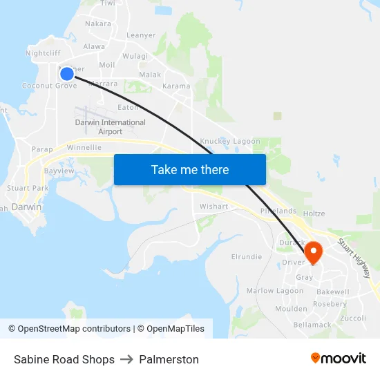 Sabine Road Shops to Palmerston map