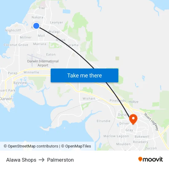 Alawa Shops to Palmerston map