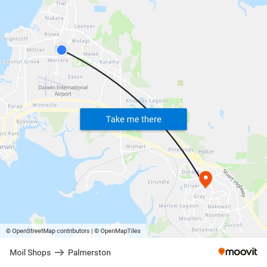 Moil Shops to Palmerston map