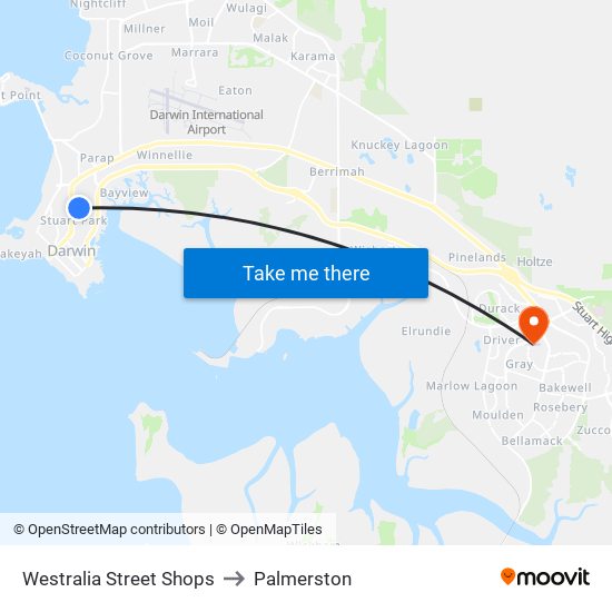 Westralia Street Shops to Palmerston map