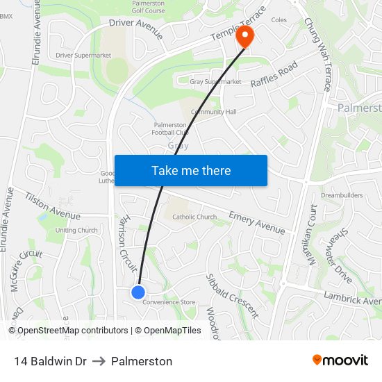 14 Baldwin Dr to Palmerston map