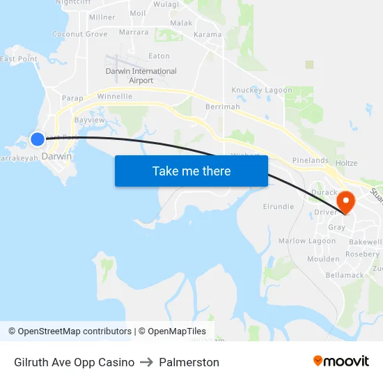 Gilruth Ave Opp Casino to Palmerston map