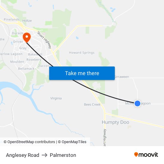 Anglesey Road to Palmerston map