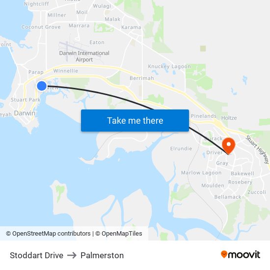 Stoddart Drive to Palmerston map