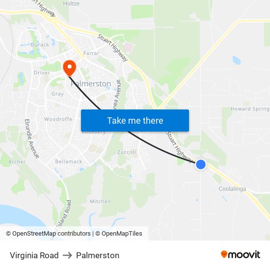 Virginia Road to Palmerston map