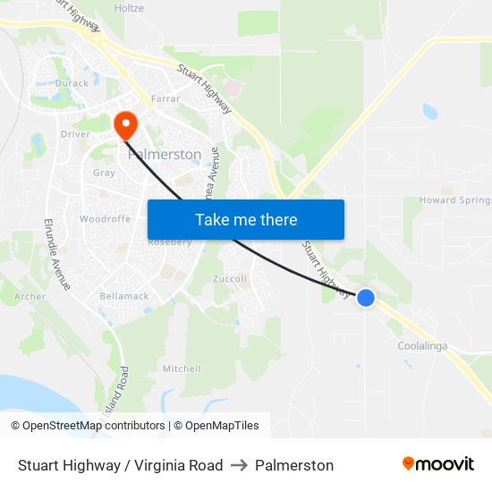 Stuart Highway / Virginia Road to Palmerston map