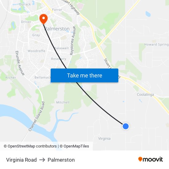 Virginia Road to Palmerston map