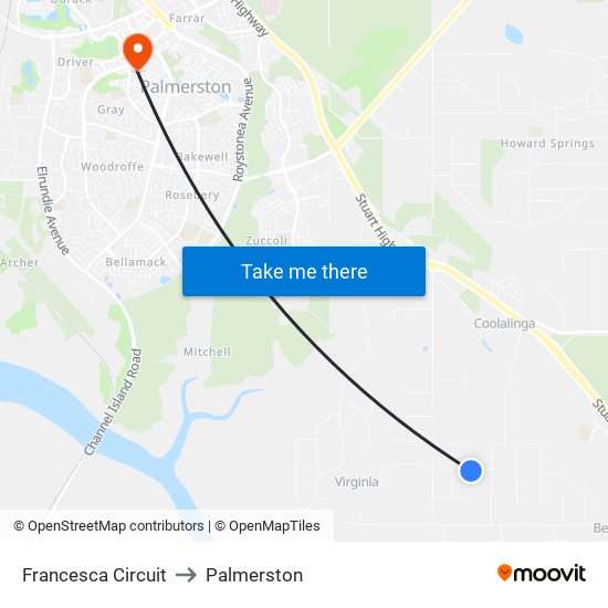 Francesca Circuit to Palmerston map