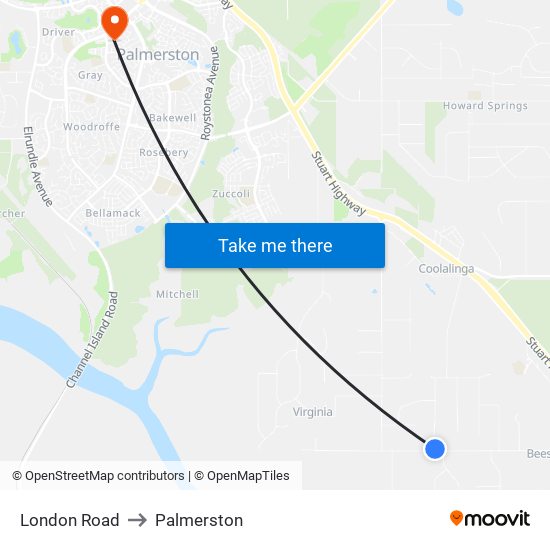 London Road to Palmerston map