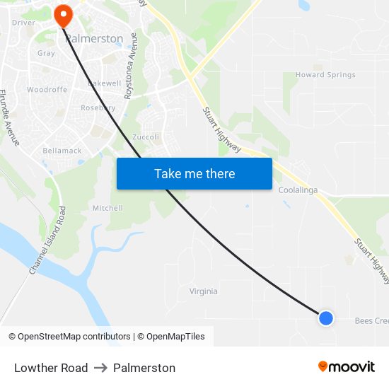 Lowther Road to Palmerston map