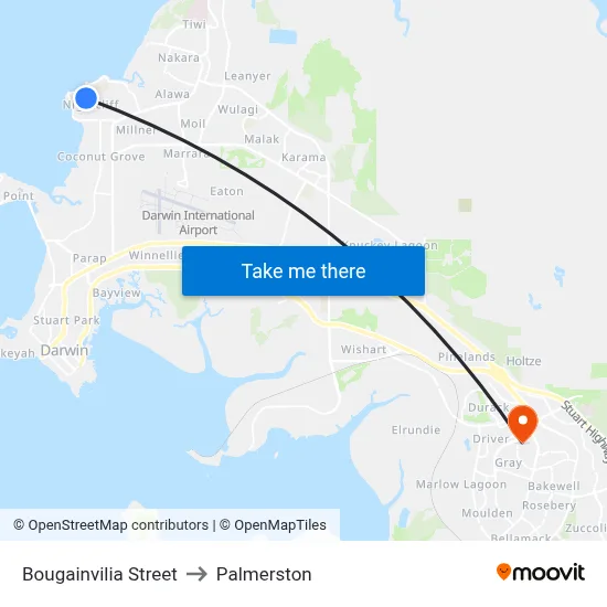 Bougainvilia Street to Palmerston map