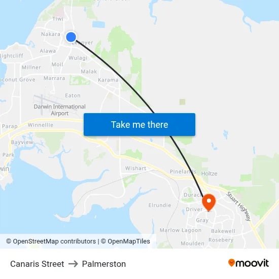 Canaris Street to Palmerston map