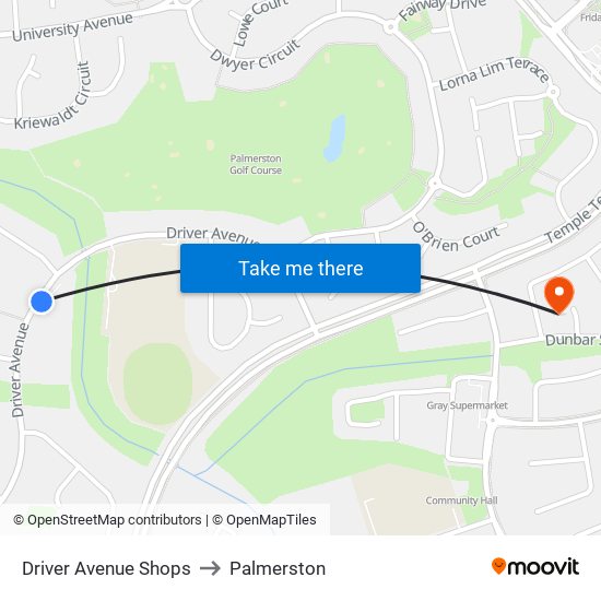 Driver Avenue Shops to Palmerston map