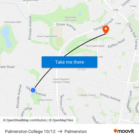 Palmerston College 10/12 to Palmerston map