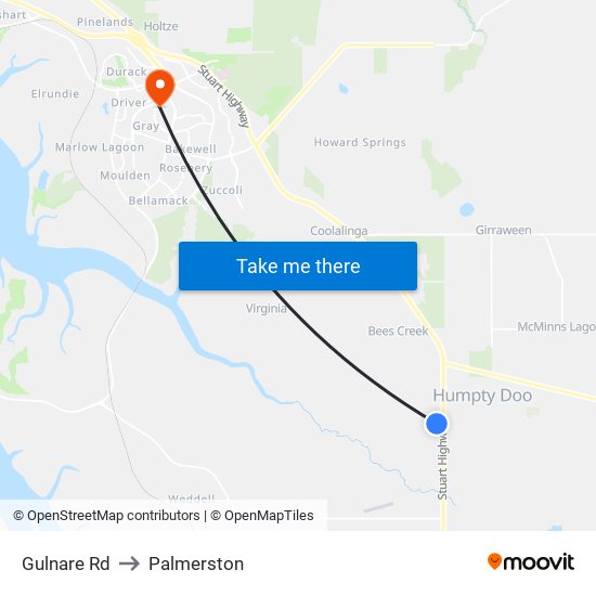 Gulnare Rd to Palmerston map