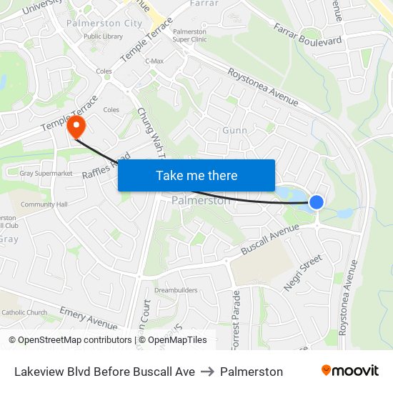 Lakeview Blvd Before Buscall Ave to Palmerston map