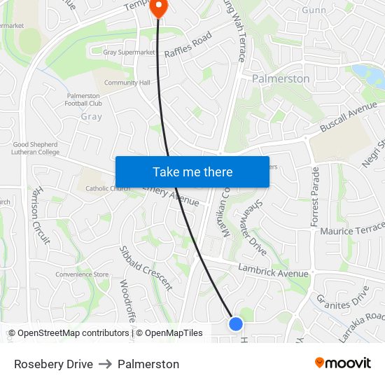 Rosebery Drive to Palmerston map