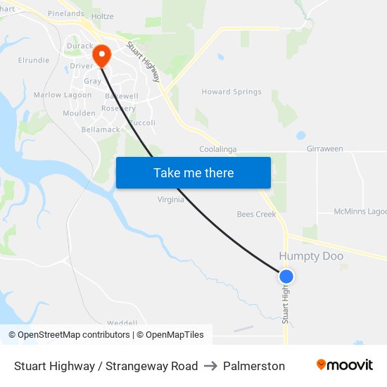 Stuart Highway / Strangeway Road to Palmerston map